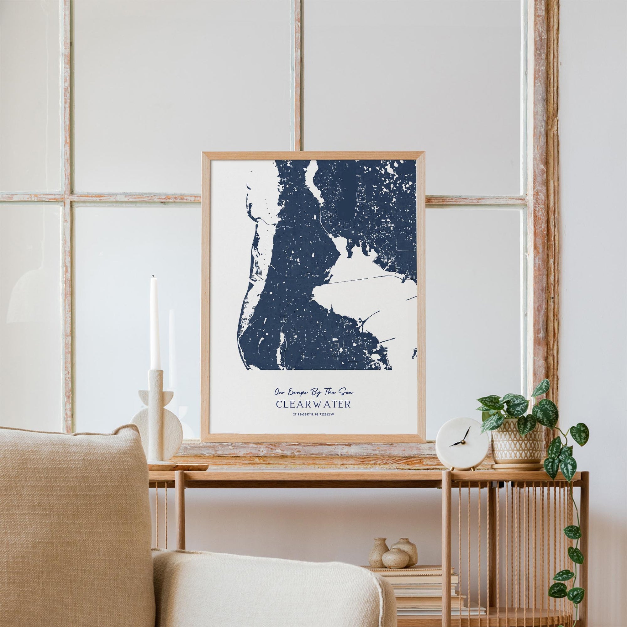 Custom Coastal Map In Navy