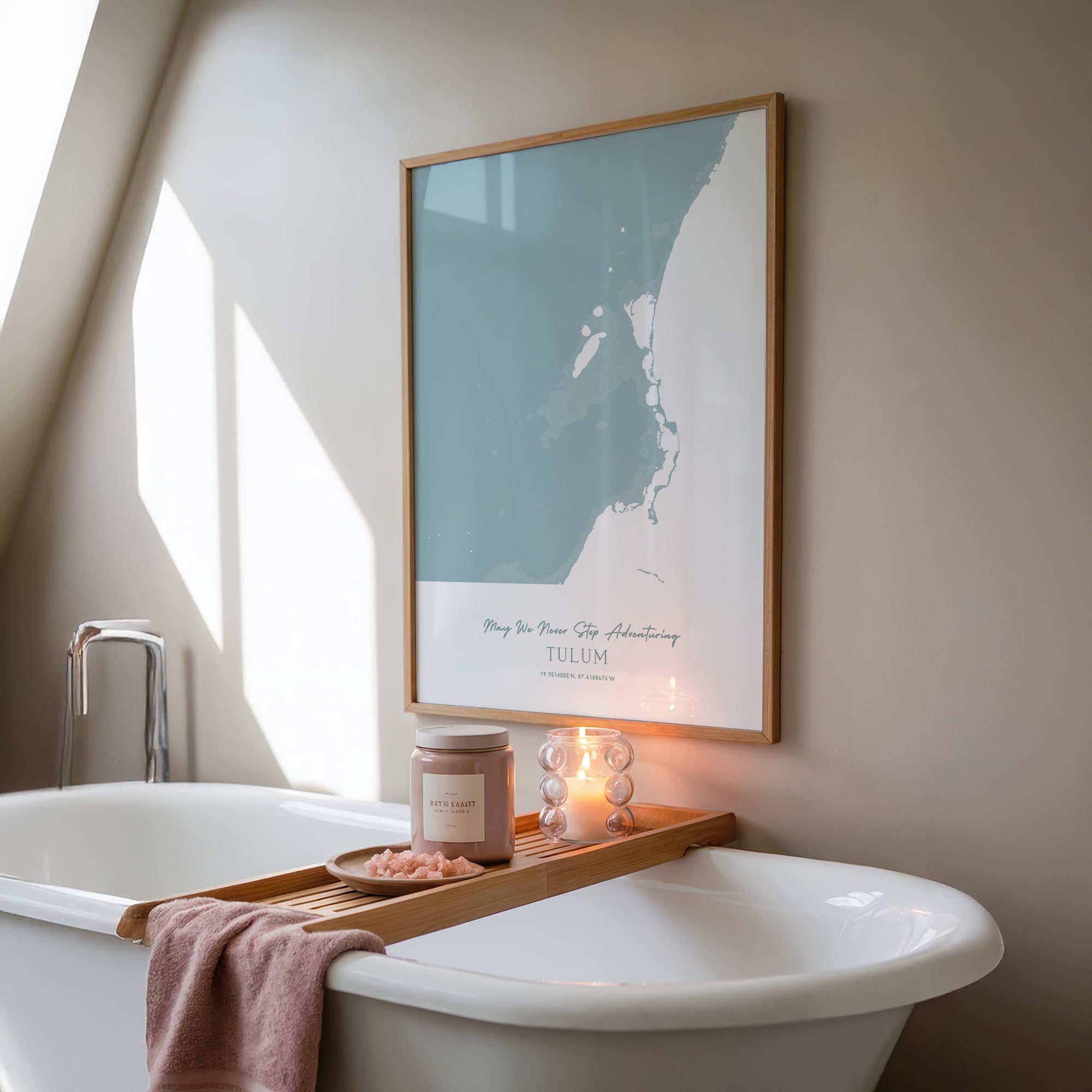 Custom Coastal Map In Soft Blue