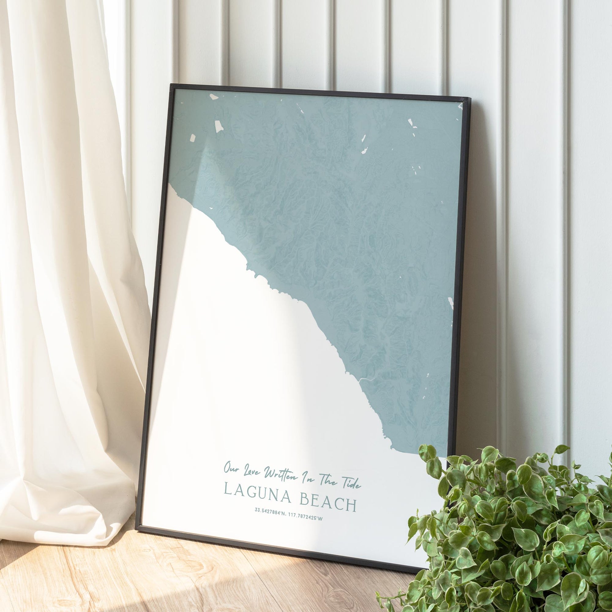 Custom Coastal Map In Soft Blue