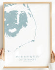 Custom Coastal Map In Soft Blue