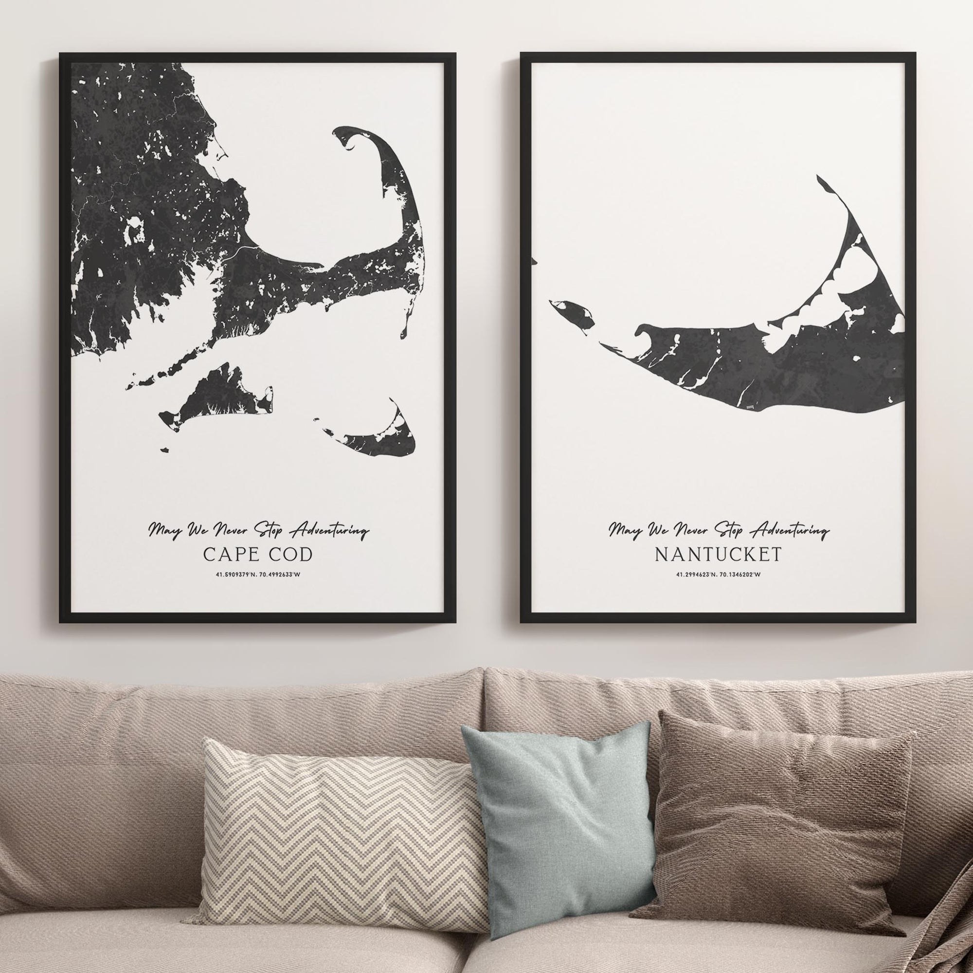 Custom Coastal Map In Black