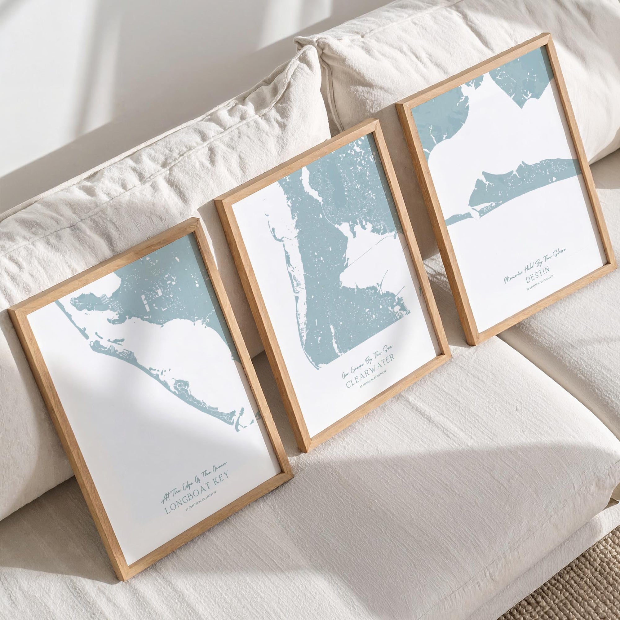 Custom Coastal Map In Soft Blue
