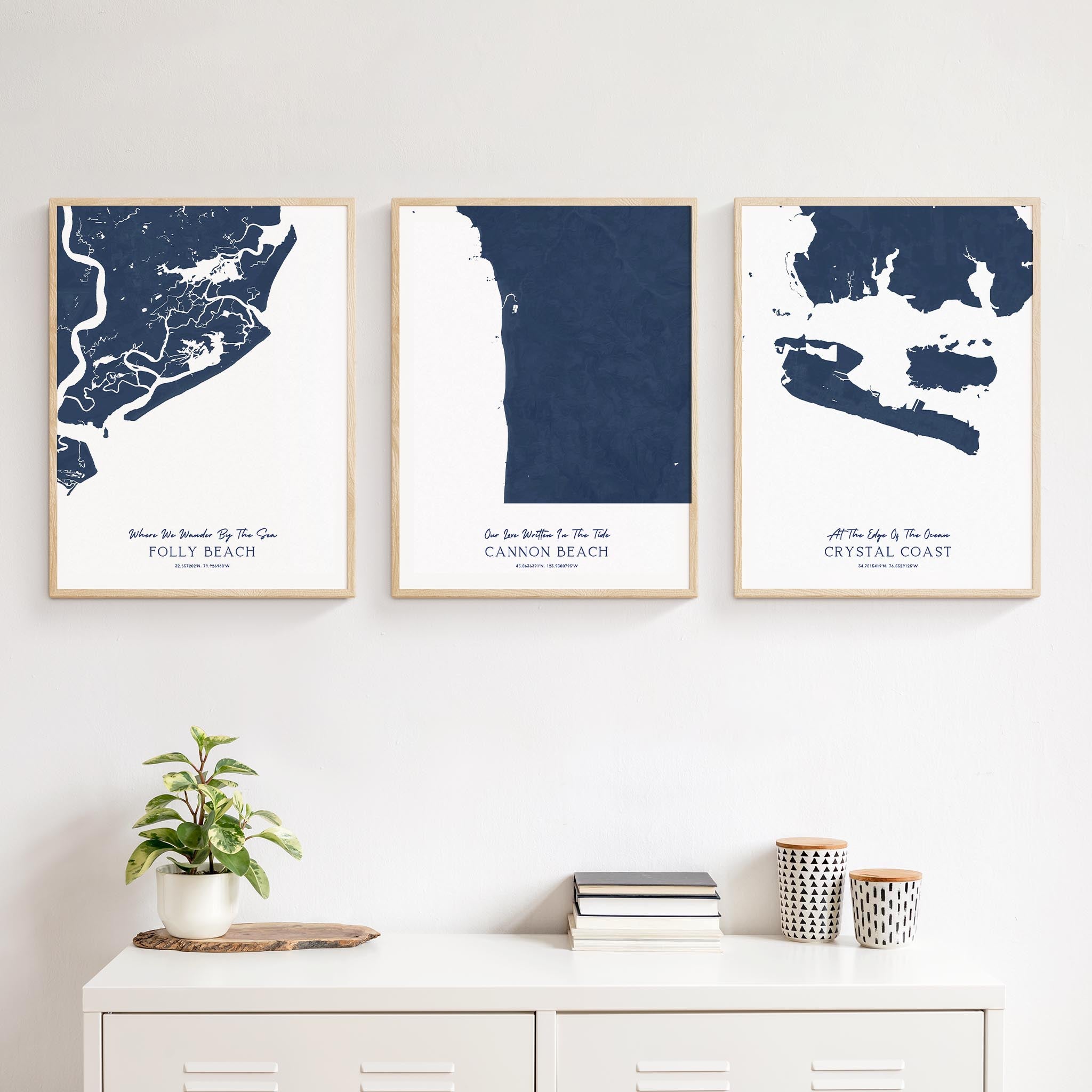 Custom Beach Map Art | Personalized Coastal Canvas Prints – Inscripted