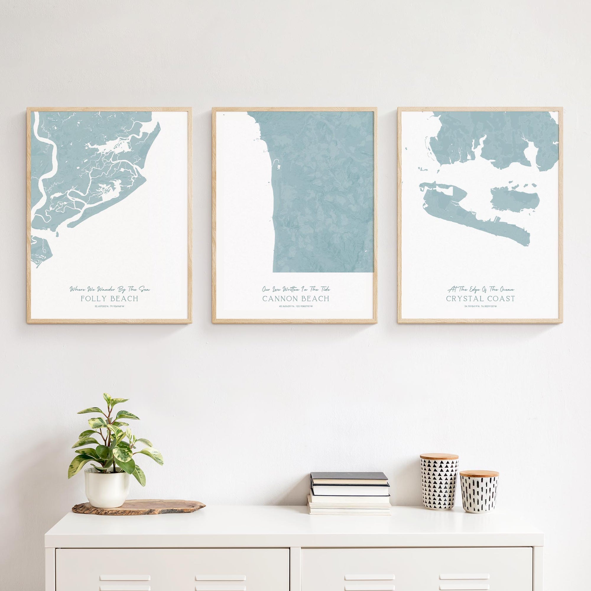 Custom Coastal Map In Soft Blue