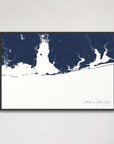 Alabama Gulf Coast Coastal Map — Canvas Horizontal, navy, Black Frame