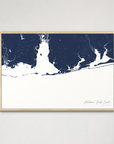 Alabama Gulf Coast Coastal Map — Canvas Horizontal, navy, Natural Oak