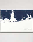 Alabama Gulf Coast Coastal Map — Canvas Horizontal, navy, White Frame