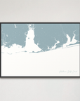 Alabama Gulf Coast Coastal Map — Canvas Horizontal, soft-blue, Black Frame