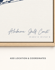 Alabama Gulf Coast canvas map — location and coordinates customization