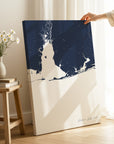 Alabama Gulf Coast navy vertical wrapped canvas map in the ratio 2:3 hand mockup