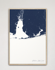 Alabama Gulf Coast Coastal Map — Canvas Vertical, navy, Natural Oak