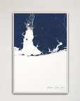 Alabama Gulf Coast Coastal Map — Canvas Vertical, navy, White Frame