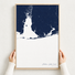 Alabama Gulf Coast canvas map — hands holding the canvas in an oak frame