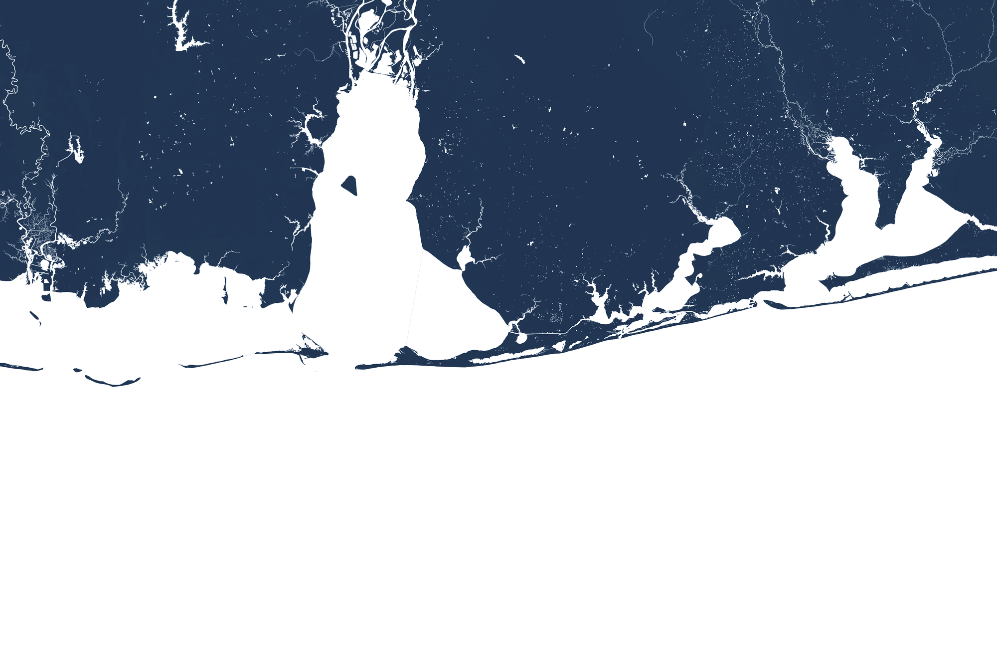 Alabama Gulf Coast Coastal Map — Fine Art Print Horizontal, navy, No Frame, 10x8