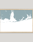 Alabama Gulf Coast Coastal Map — Fine Art Print Horizontal, soft-blue, Oak, 10x8