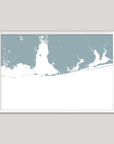 Alabama Gulf Coast Coastal Map — Fine Art Print Horizontal, soft-blue, White Frame, 10x8