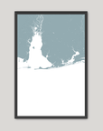 Alabama Gulf Coast Coastal Map — Fine Art Print Vertical, soft-blue, Black Frame, 8x10
