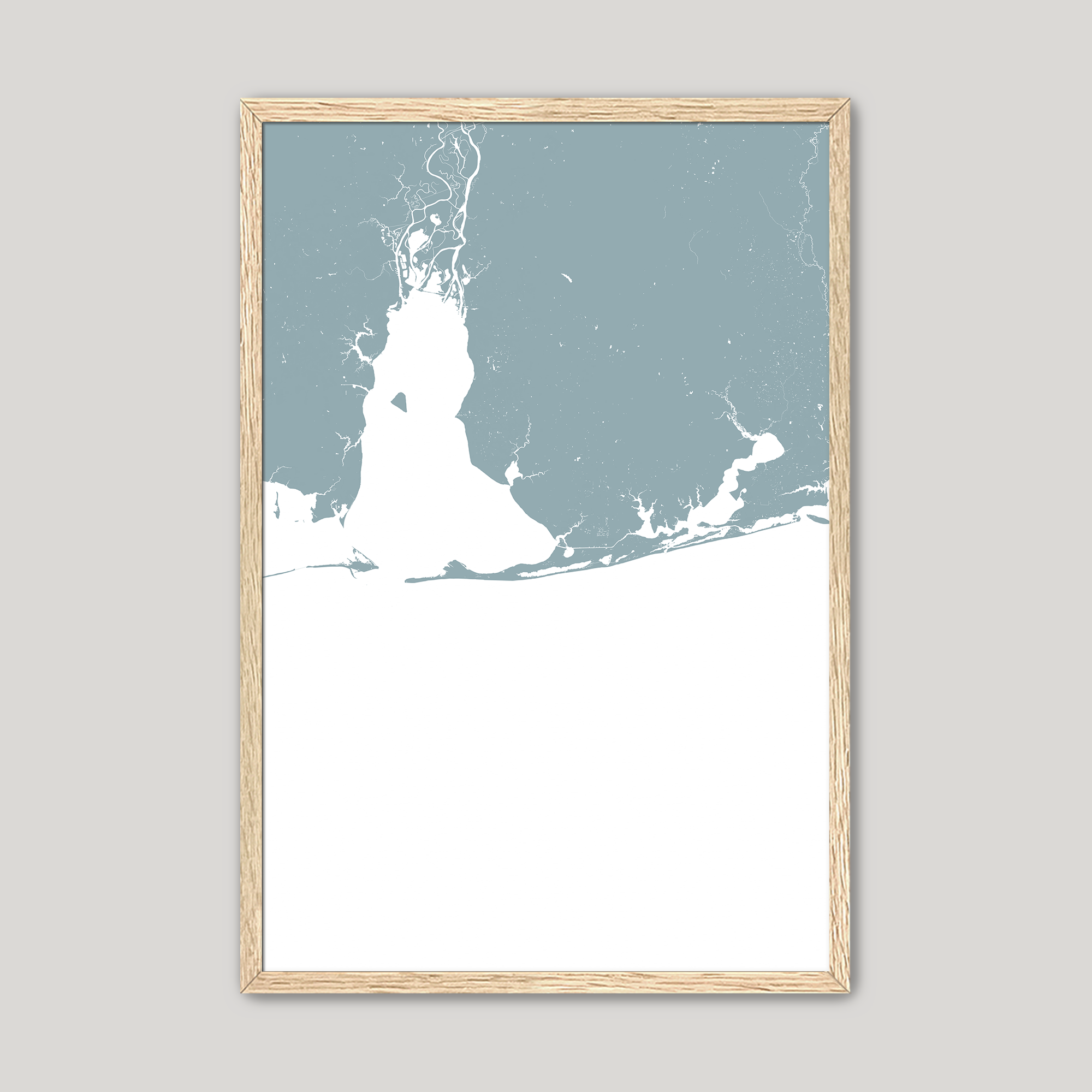 Alabama Gulf Coast Coastal Map — Fine Art Print Vertical, soft-blue, Oak, 8x10