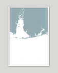 Alabama Gulf Coast Coastal Map — Fine Art Print Vertical, soft-blue, White Frame, 8x10