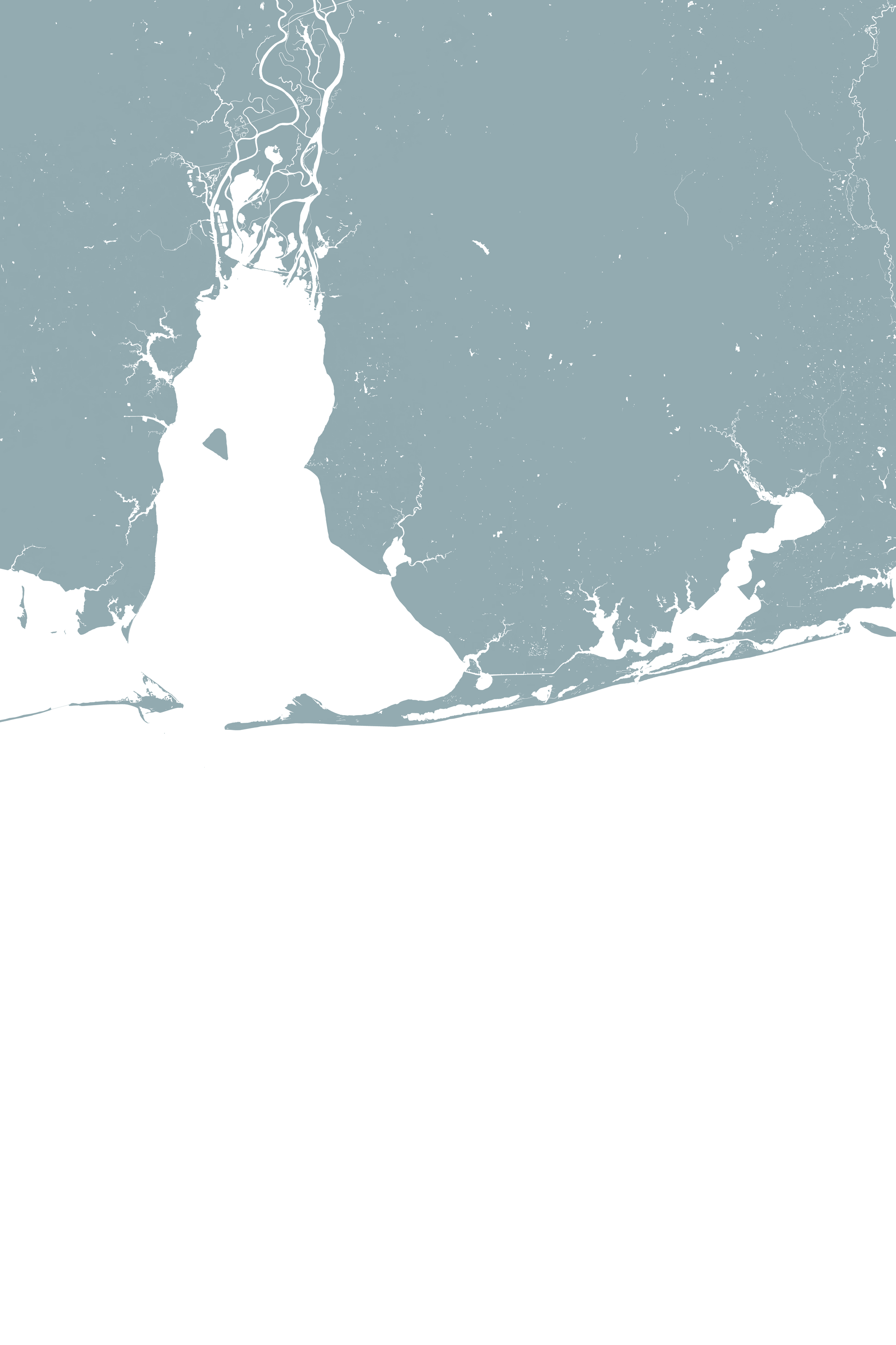 Alabama Gulf Coast Coastal Map — Fine Art Print Vertical, soft-blue, No Frame, 8x10