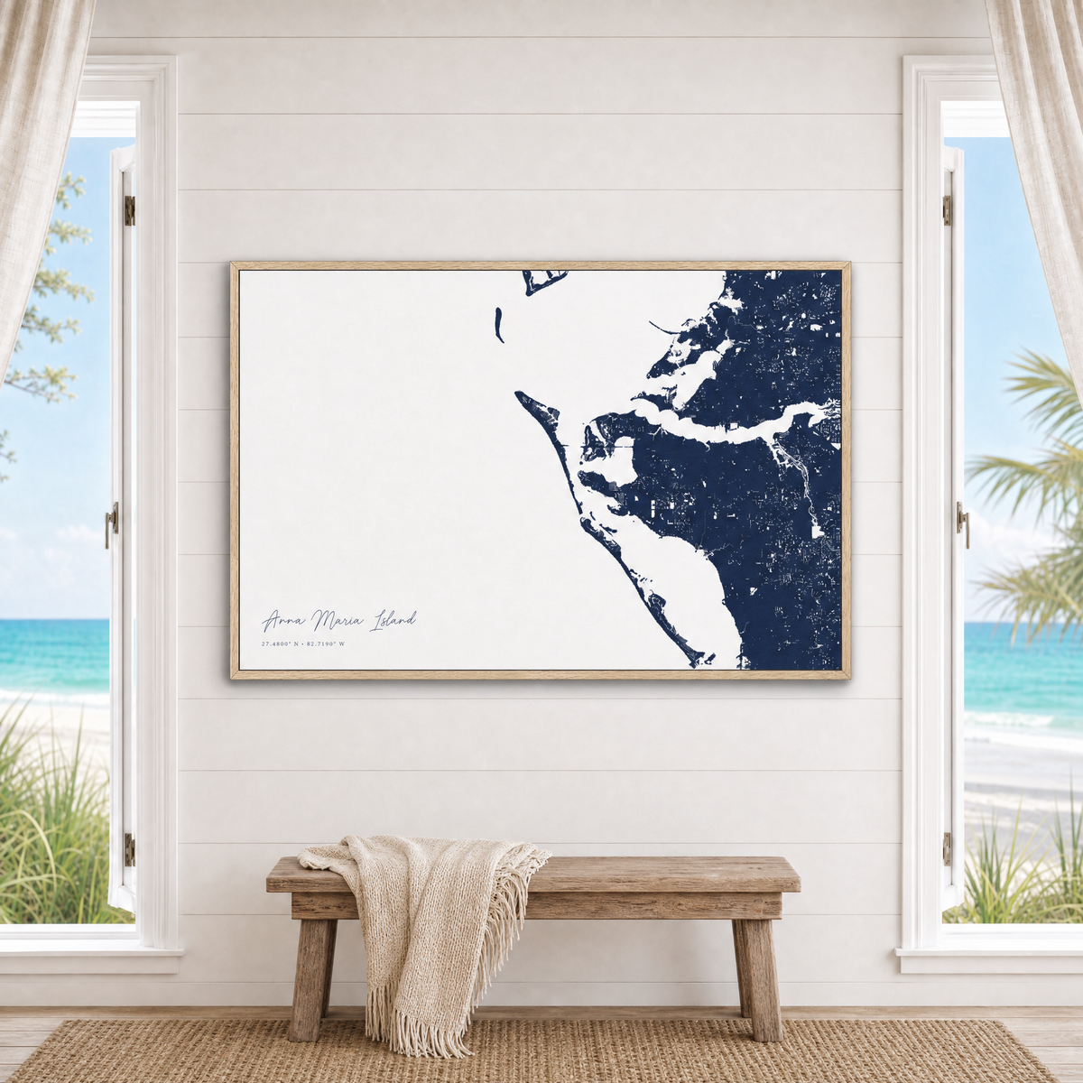 Anna Maria Island canvas map — window-scene interior
