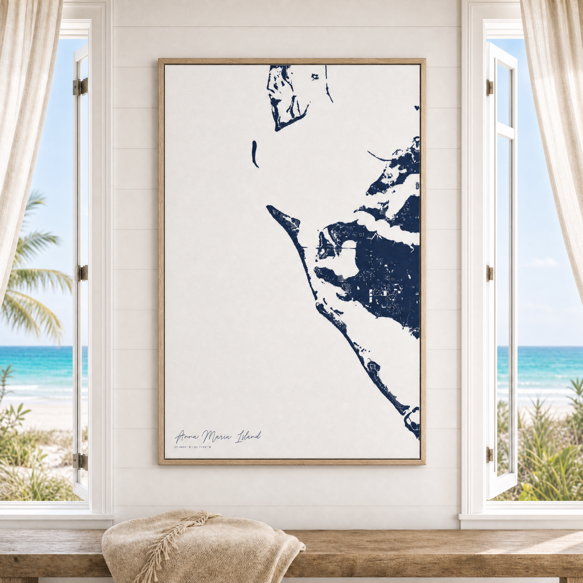 Anna Maria Island canvas map — window-scene interior