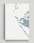 Anna Maria Island Coastal Map — Canvas Vertical, soft-blue, No Frame