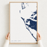 Anna Maria Island canvas map — hands holding the canvas in an oak frame