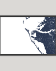 Anna Maria Island Coastal Map — Fine Art Print Horizontal, navy, Black Frame, 10x8