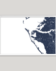 Anna Maria Island Coastal Map — Fine Art Print Horizontal, navy, White Frame, 10x8