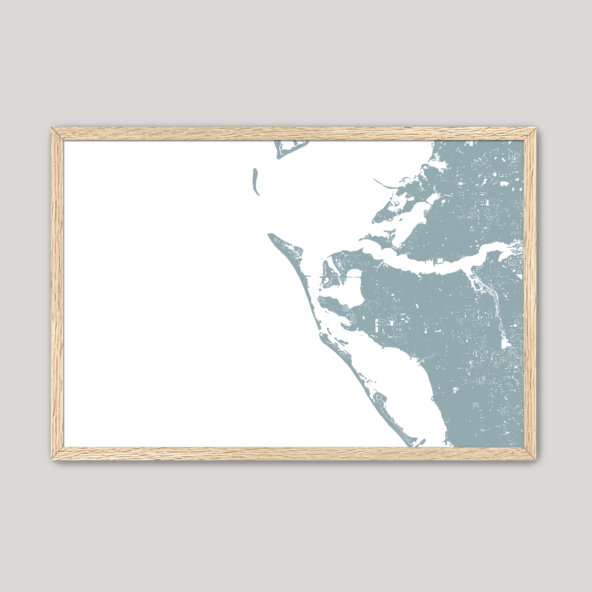 Anna Maria Island Coastal Map — Fine Art Print Horizontal, soft-blue, Oak, 10x8