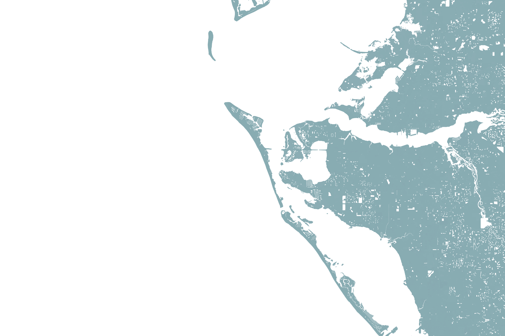 Anna Maria Island Coastal Map — Fine Art Print Horizontal, soft-blue, No Frame, 10x8