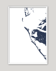 Anna Maria Island Coastal Map — Fine Art Print Vertical, navy, White Frame, 8x10