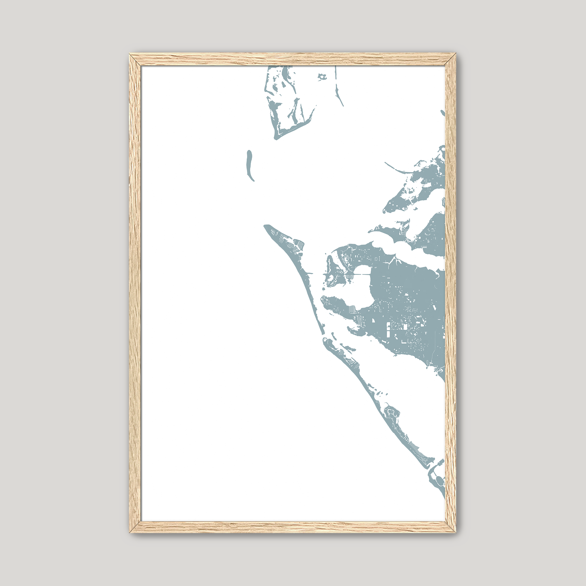 Anna Maria Island Coastal Map — Fine Art Print Vertical, soft-blue, Oak, 8x10