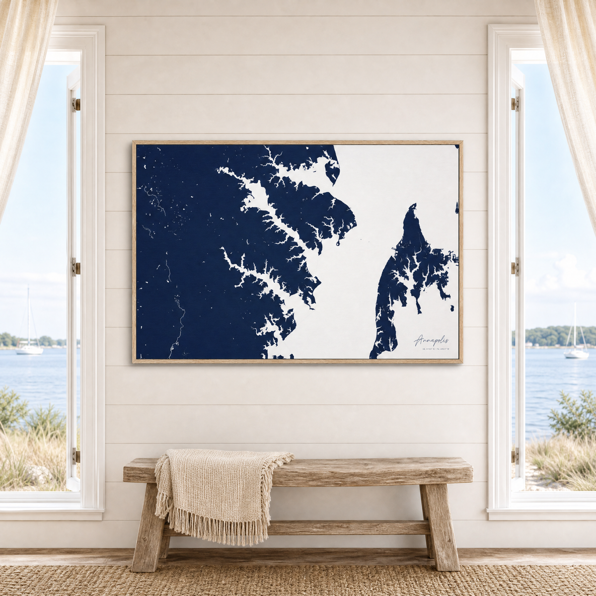 Annapolis canvas map — window-scene interior