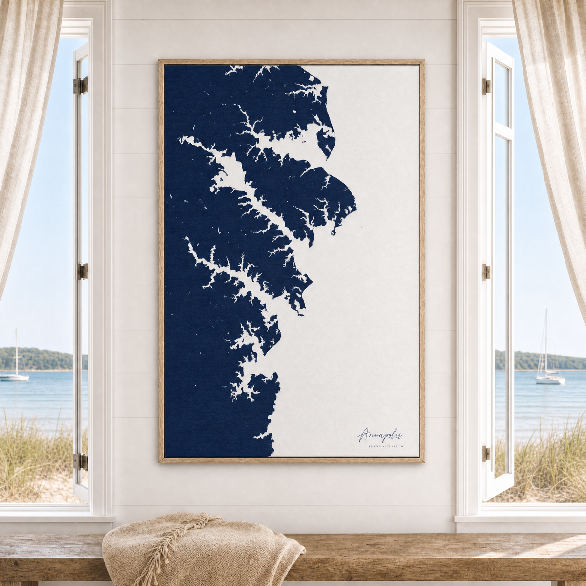 Annapolis canvas map — window-scene interior