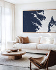 Annapolis navy horizontal canvas map in an oak framed room scene