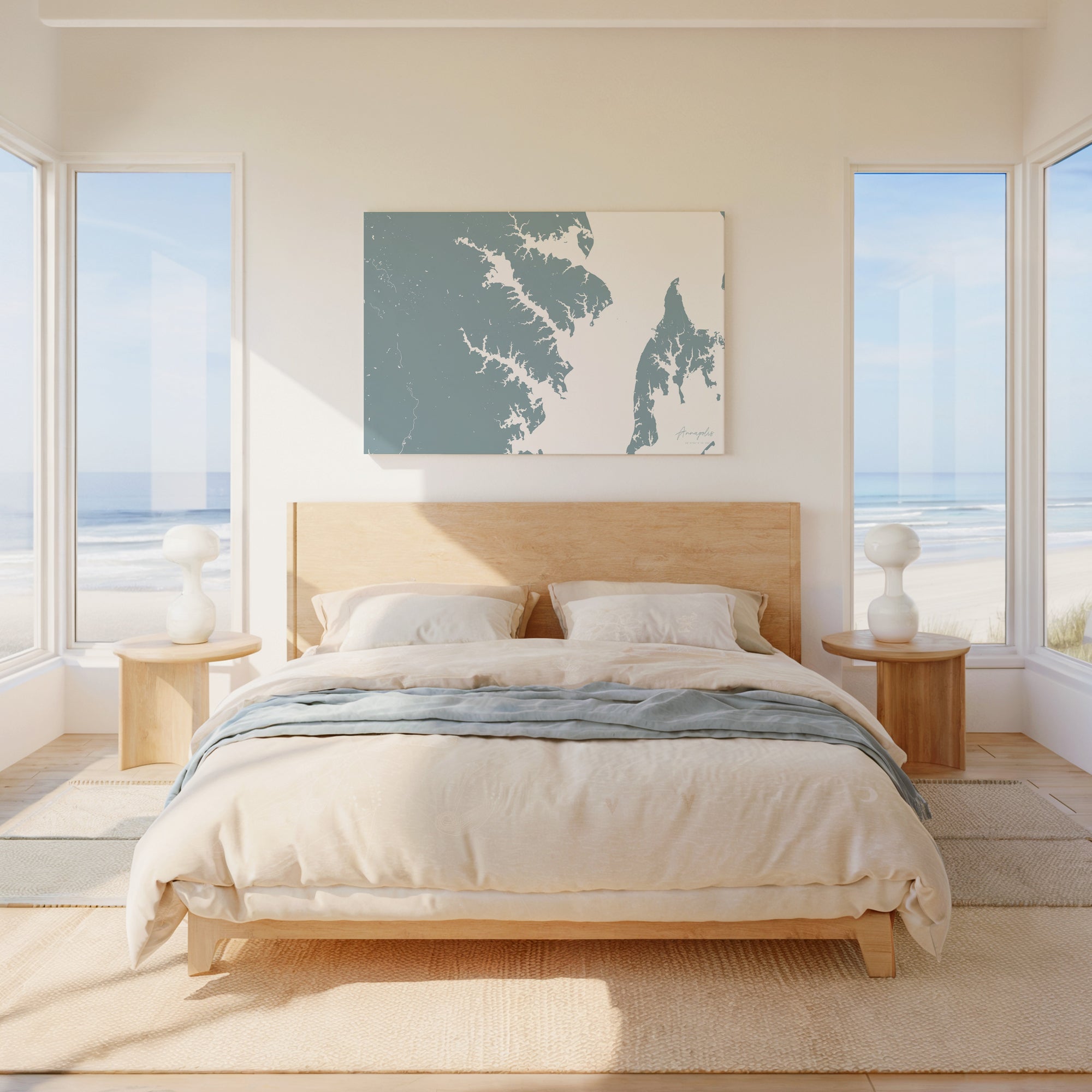 Annapolis soft blue horizontal wrapped canvas map in the ratio 3:2 hand mockup