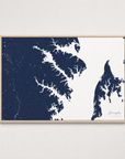 Annapolis Coastal Map — Canvas Horizontal — navy, Light Wood