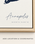 Annapolis canvas map — location and coordinates customization