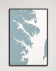 Annapolis Coastal Map — Canvas Vertical, soft-blue, Black Frame