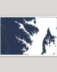 Annapolis Coastal Map — Fine Art Print Horizontal, navy, White Frame, 10x8