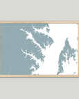 Annapolis Coastal Map — Fine Art Print Horizontal, soft-blue, Oak, 10x8