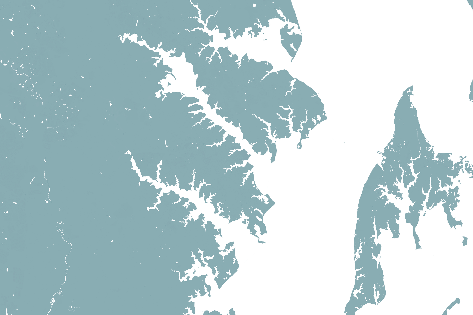 Annapolis Coastal Map — Fine Art Print Horizontal, soft-blue, No Frame, 10x8