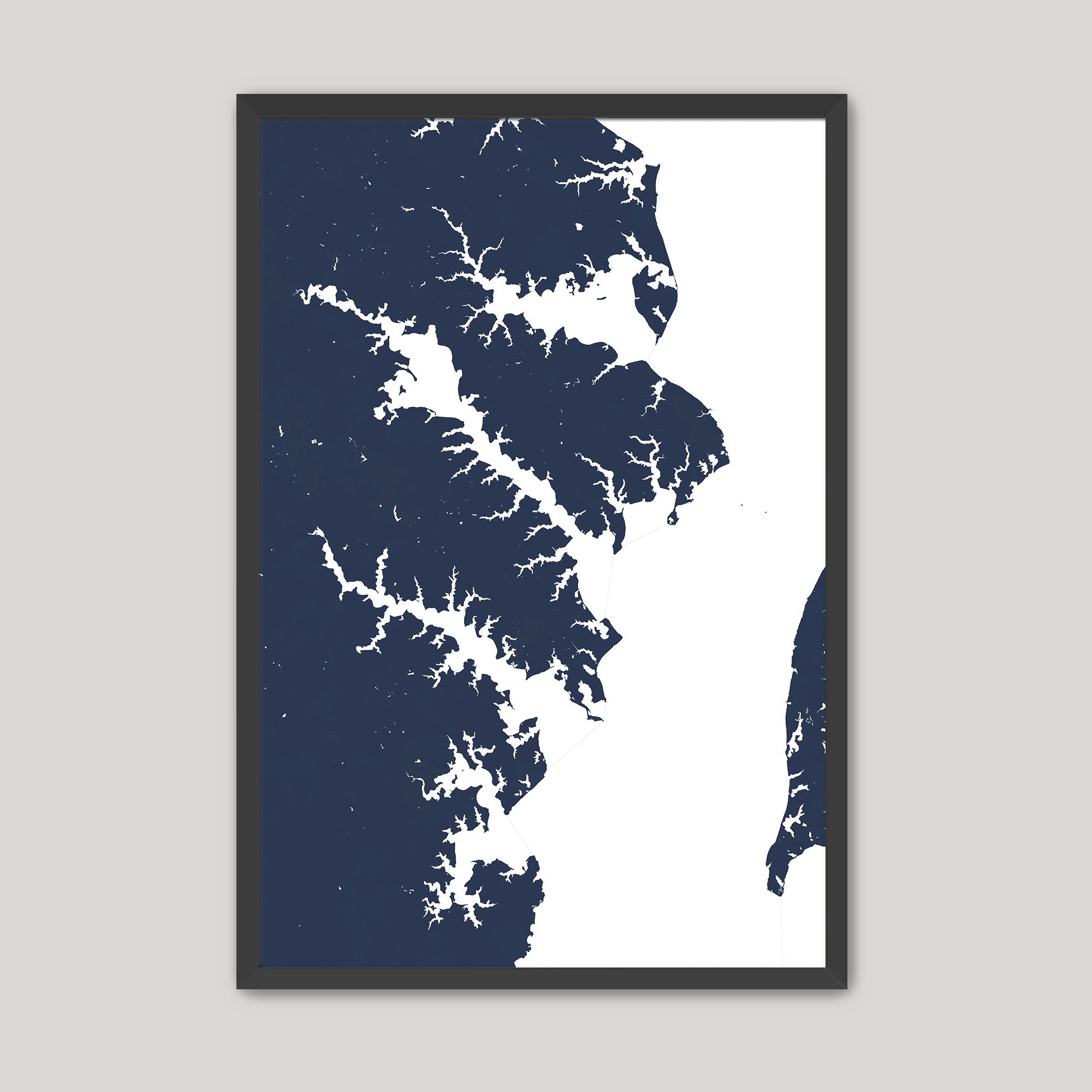Annapolis Coastal Map — Fine Art Print Vertical, navy, Black Frame, 8x10
