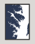 Annapolis Coastal Map — Fine Art Print Vertical, navy, Black Frame, 8x10
