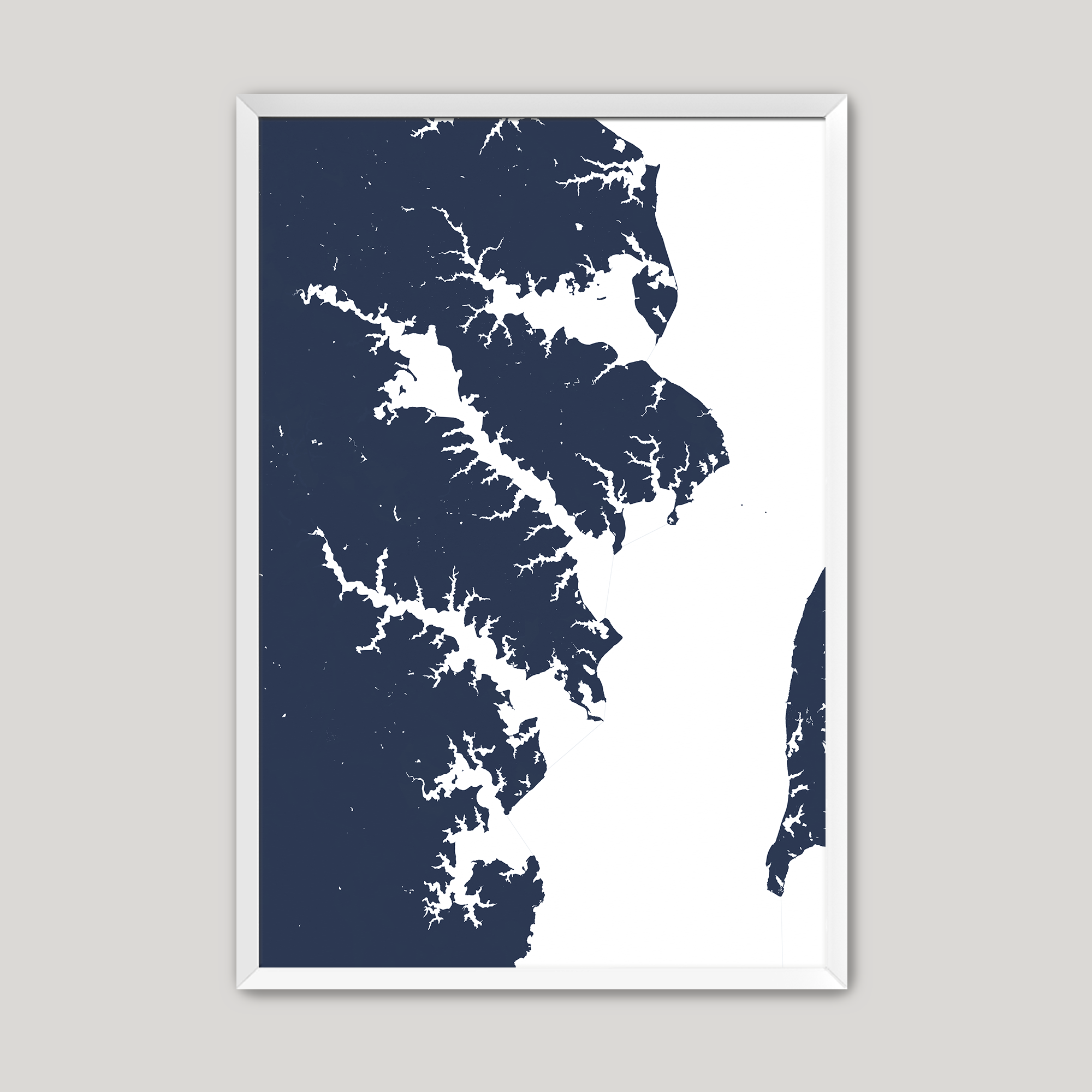 Annapolis Coastal Map — Fine Art Print Vertical, navy, White Frame, 8x10