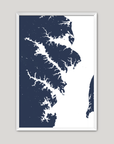Annapolis Coastal Map — Fine Art Print Vertical, navy, White Frame, 8x10