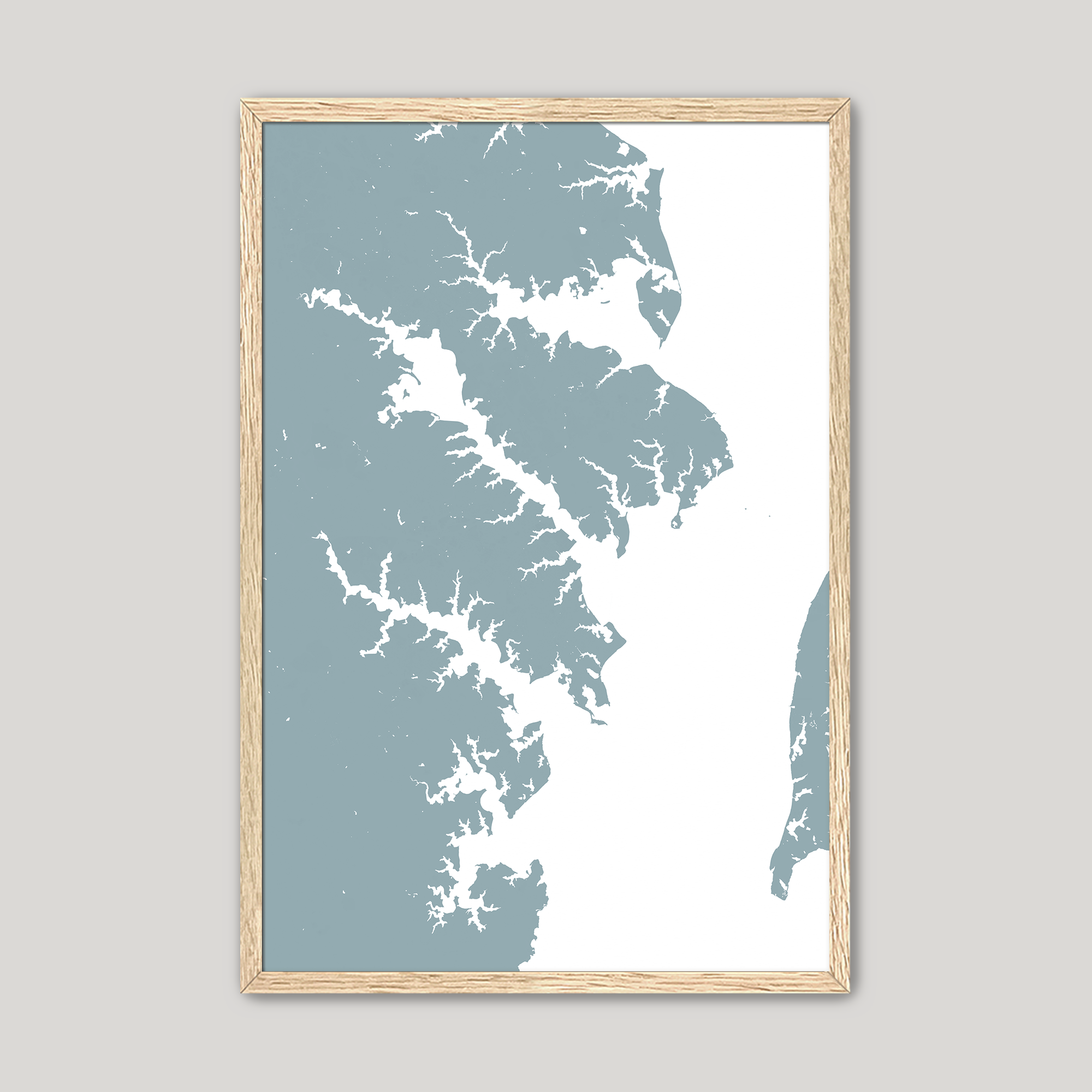Annapolis Coastal Map — Fine Art Print Vertical, soft-blue, Oak, 8x10