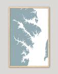 Annapolis Coastal Map — Fine Art Print Vertical, soft-blue, Oak, 8x10